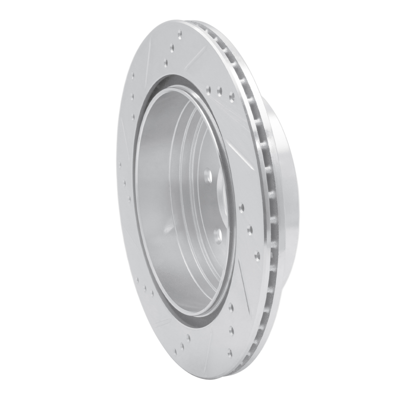 Nissan Pathfinder Brake Rotor (1) - Rear Right - R1 Concepts - Drilled & Slotted - Silver - `05-`12